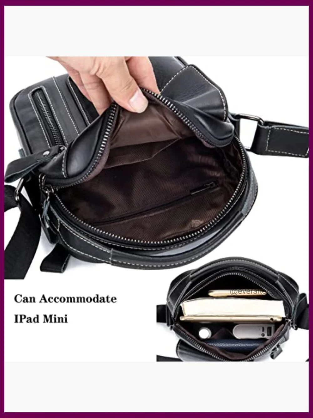 Genuine Leather Messenger Bag Small Crossbody Sling Handbag for Men